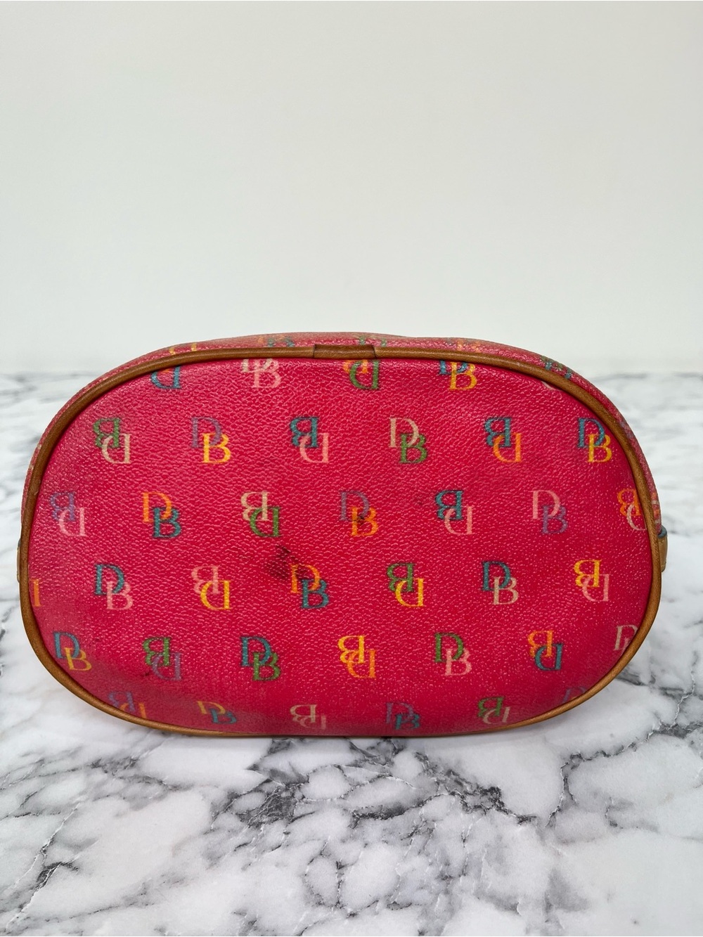 Dooney & Bourke Vintage Pink Multicolor Rainbow Logo Hobo Shoulder Bag Y2K - Picture 13 of 16